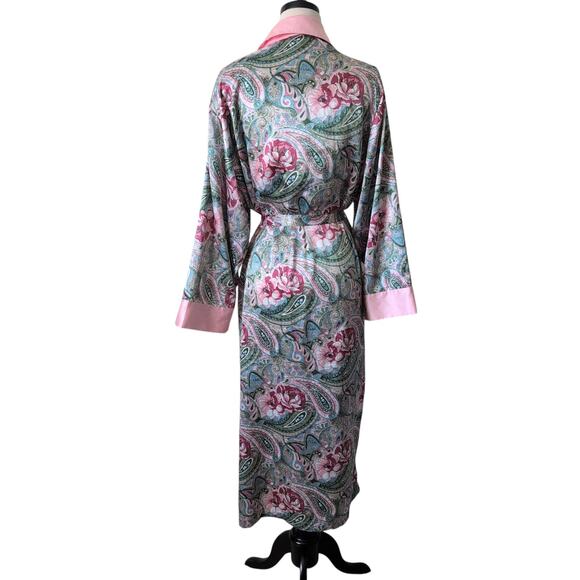 Vintage Y2K Victoria's Secret Gold Label Robe Medium Pink Floral Night Dress - Picture 3 of 8